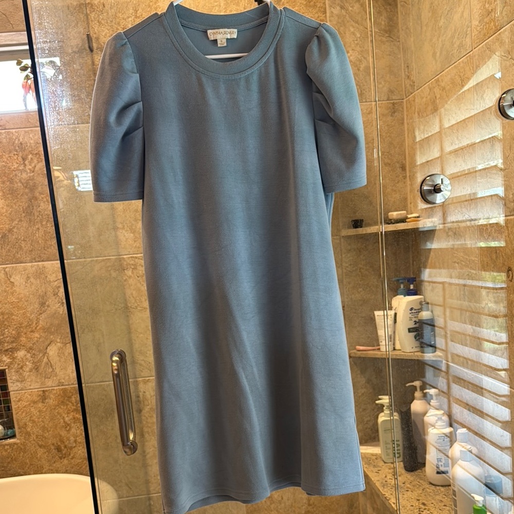 Light Blue Puff Sleeve Dress